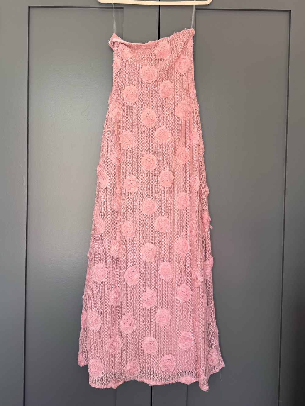 Peppermayo pink mesh 3D rose maxi dress - Picture 7 of 8